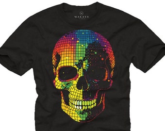 T-Shirt Homme Disco Skull Skull Motif Manches Courtes 100% Coton Col Rond Grandes Tailles S-XXXXXL