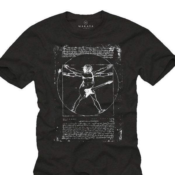 T-shirt da uomo di Music Rock Band con motivo Da Vinci Rock - Regalo di chitarra per uomo Taglia S-XXXXXL