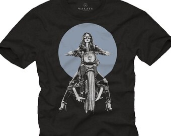 Mens Biker Gift for Him - Men's T-Shirt black - Sexy Girl on Motorcycle R100 Size S-XXXXXL
