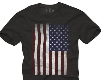 Cool vintage T-Shirt for Men with USA AMERICA flag print Black S-XXXXXL