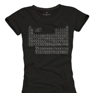 Dames zwart shirt - Periodiek systeem der elementen - Big Fan T-shirt, dames shirt, maat S/Meter/L