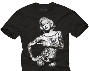 Cool Marilyn Ink Love T-Shirt Black - Men's Tattoo Tee Shirt Print Size S-XXXXXL