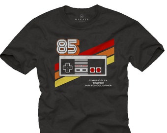 Vintage Gamer T-Shirt für Herren bedruckt, oldschool Game Controller, schwarz, Gr. S-XXXXXL