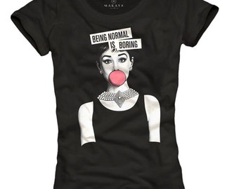 Fashion Shirt Damen Audrey Sprüche T-Shirt Frauen Print Art S/M/L/XL