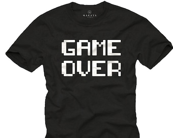 Makaya Mens T-Shirt for Video Gamer - Game Over Print Black S-XXXXXL