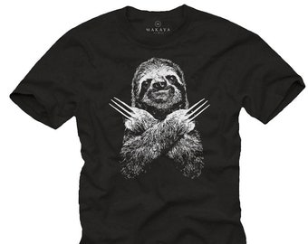 Makaya Funny Animal T-Shirt for Men - Cool Sloth Gift Black S-XXXXXL