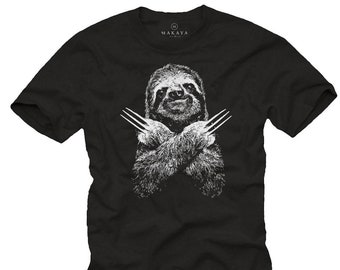 MAKAYA Lustige T-Shirts für Männer - Faultier Sloth - Kurzarm Rundhals Schwarz Geschenke Jungen/Kinder/Jungs/Herren S-XXXXXL