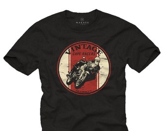 Regalos para motociclistas - Camiseta Vintage Cafe Racer para Hombre Camisa Años 60 70 con Estampado Talla S-XXXXXL
