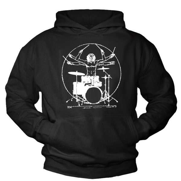 Vintage Mens Hoodie Drummer Print Music Band Sweatshirt Mens Funny Cool Gifts for Him Black S-XXXXL