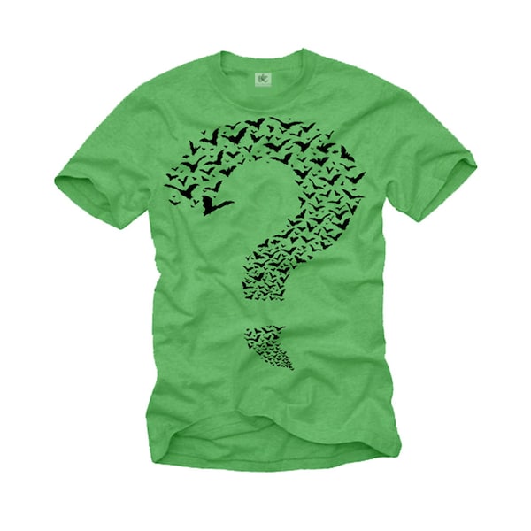 Cool Big Bang Theory T-Shirt for Men "The Riddler" with funny Questionmark and bat print green S-XXXXXL