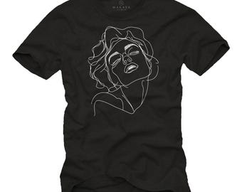 Men's T-Shirt with Women's Head - Sexy Tattoo Style Graphic Design Vintage Art - Women's Motif Elegant Cool Casual Large Sizes S-5XL