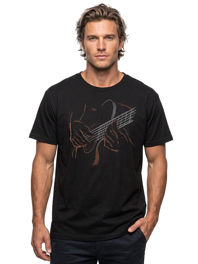 Guitar T-Shirt for Men with cool music print and guitar graphic printshirt, perfect gift for guitarists, musicians and music lovers S-5XL image 3