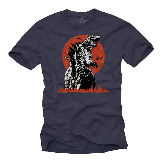 Makaya Mens Vintage Retro Graphic T shirt Godzilla Tee Blue S XXXXXL Etsy Ireland