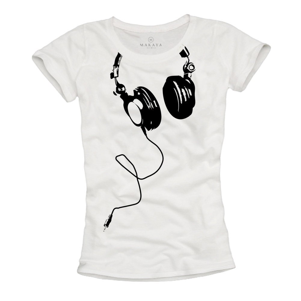 Street Wear Womens Unisex T-Shirt Black /& White Headphones Music Hip Hop T-Shirt Short Sleeve Shirt Mens Graphic Tee