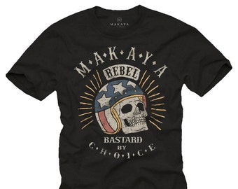 Cadeaux pour les hommes - tête de mort T-shirt avec casque de moto - Skull Tshirt Biker Sort S-XXXXXL