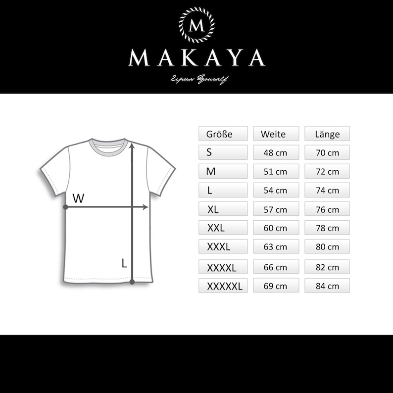Puede incluir: Camiseta blanca con tabla de tallas y medidas en cent&iacute;metros. La imagen presenta la marca "MAKAYA" y una gu&iacute;a de tallas con medidas de ancho y largo, de S a XXXXXXL.