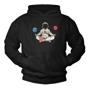 Astronaut Sweater for Boys - Children&#39;s Sweater with Astronaut Sweatshirt with Hood Hoodie Black with Print Space Print Planet Motif