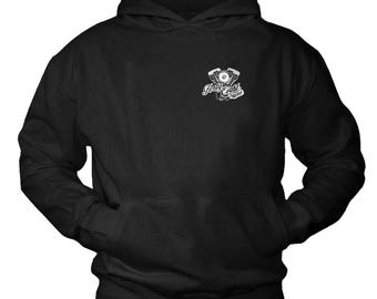 Felpa con cappuccio uomo moto Motor V2, abbigliamento biker nero, felpa con stampa per motociclisti, maglione casual per uomini S - XXXXL