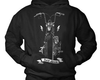 Felpa biker uomo con stampa Chopper Custom Bike, felpa con cappuccio moto, regalo uomo, stile street, nero S M L XL 2XL 3XL 4XL