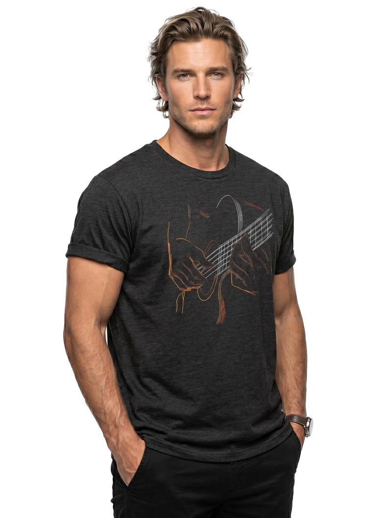 Guitar T-Shirt for Men with cool music print and guitar graphic printshirt, perfect gift for guitarists, musicians and music lovers S-5XL image 4