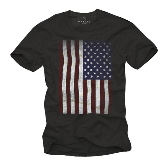 Cool Vintage T-shirt for Men With USA AMERICA Flag Print Black | Etsy