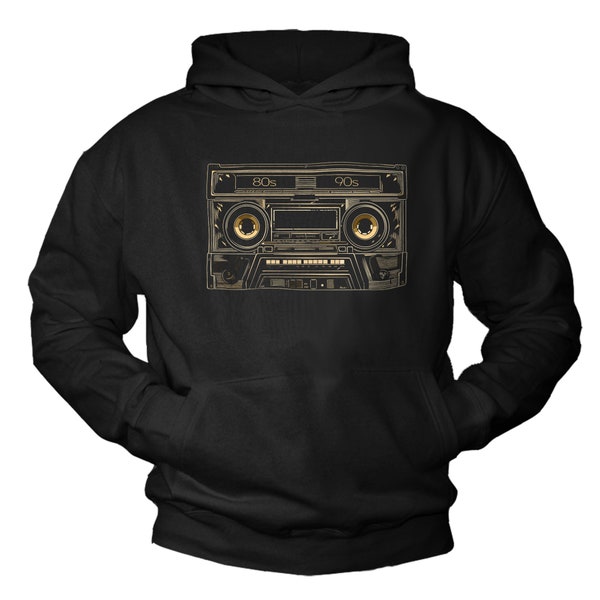 Sudadera con Capucha para Hombre Años 80 Y 90 Cinta Vintage Cassette Hip Hop Motivo Sudadera Sudadera con Capucha Jersey con Capucha Camiseta con Capucha