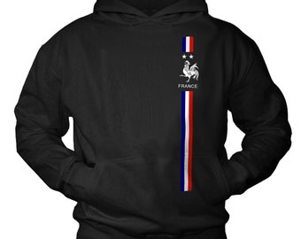 Hoodie Men's France Flag Sweatshirt with Hood France Flag Football Jersey Hooded T-Shirt Sweater Jumper Black French Flag