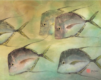 Lookdown - Gyotaku Fish Rubbing-Archival Print 17"X22"