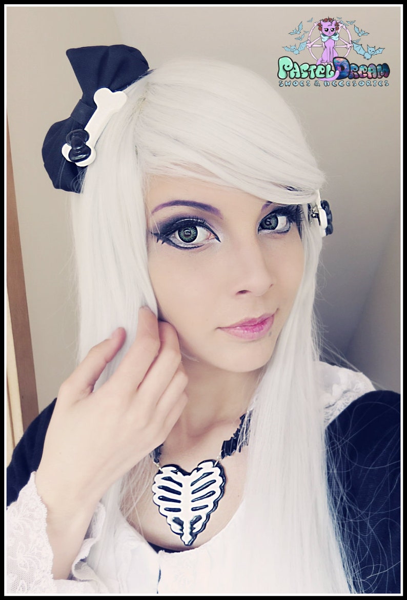 Fairy Kei Pastel Goth Kawaii Bow Bones Halloween Hair Clips Etsy UK