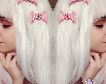 creepy cute eyeball bat Wings Hair Clips pastel goth kawaii halloween,nugoth