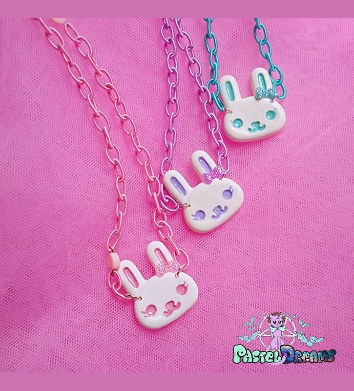 Cute bunny necklace Pastel Goth Soft Grunge kawaiisoft | Etsy