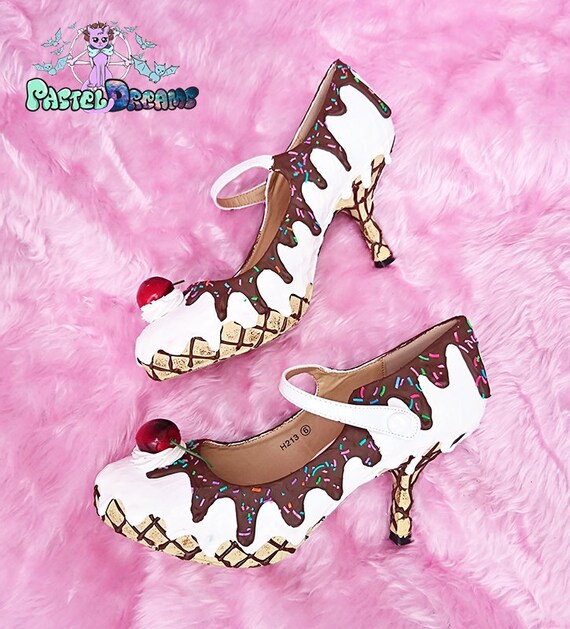 cream mid heel shoes
