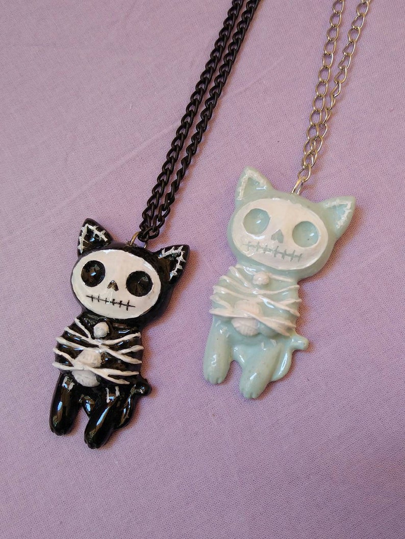 Skeleton Kitties Cat Resin Kawaii Pastel Gothcreepy Etsy