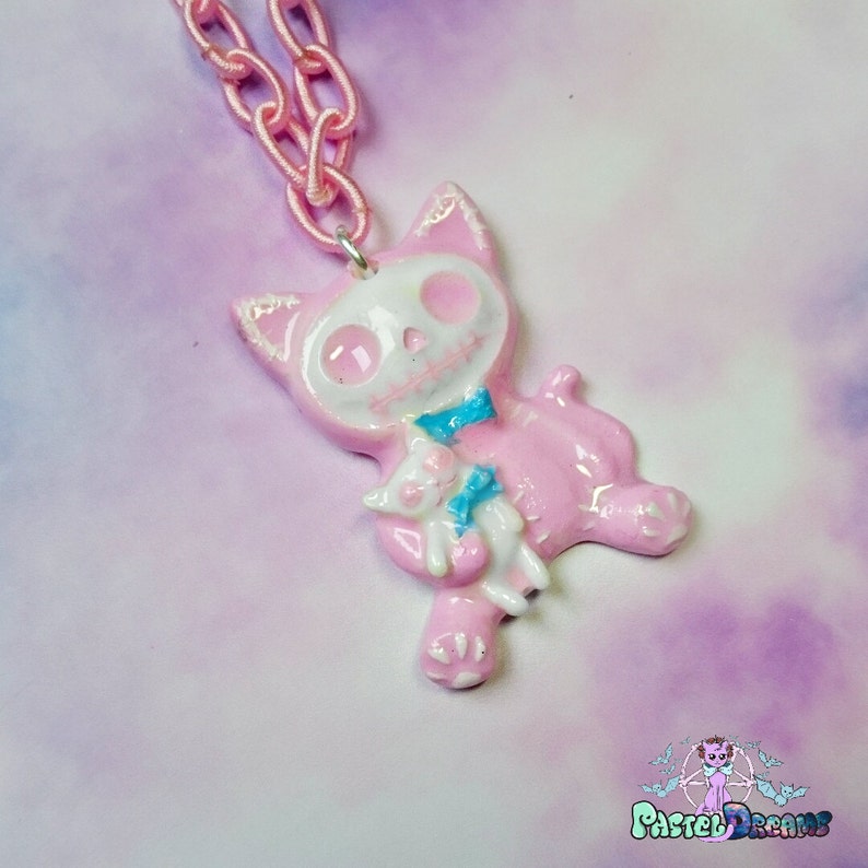 Skeleton Kitties Cat Resin Kawaii Pastel Gothcreepy Etsy