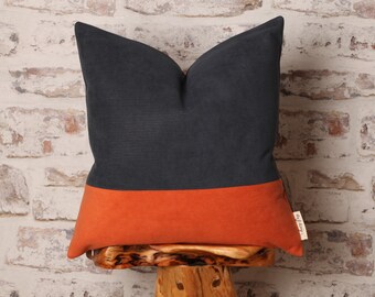 Navy orange pillow | Etsy Navy orange pillow | Etsy