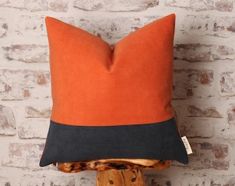 Navy orange pillow | Etsy Navy orange pillow | Etsy