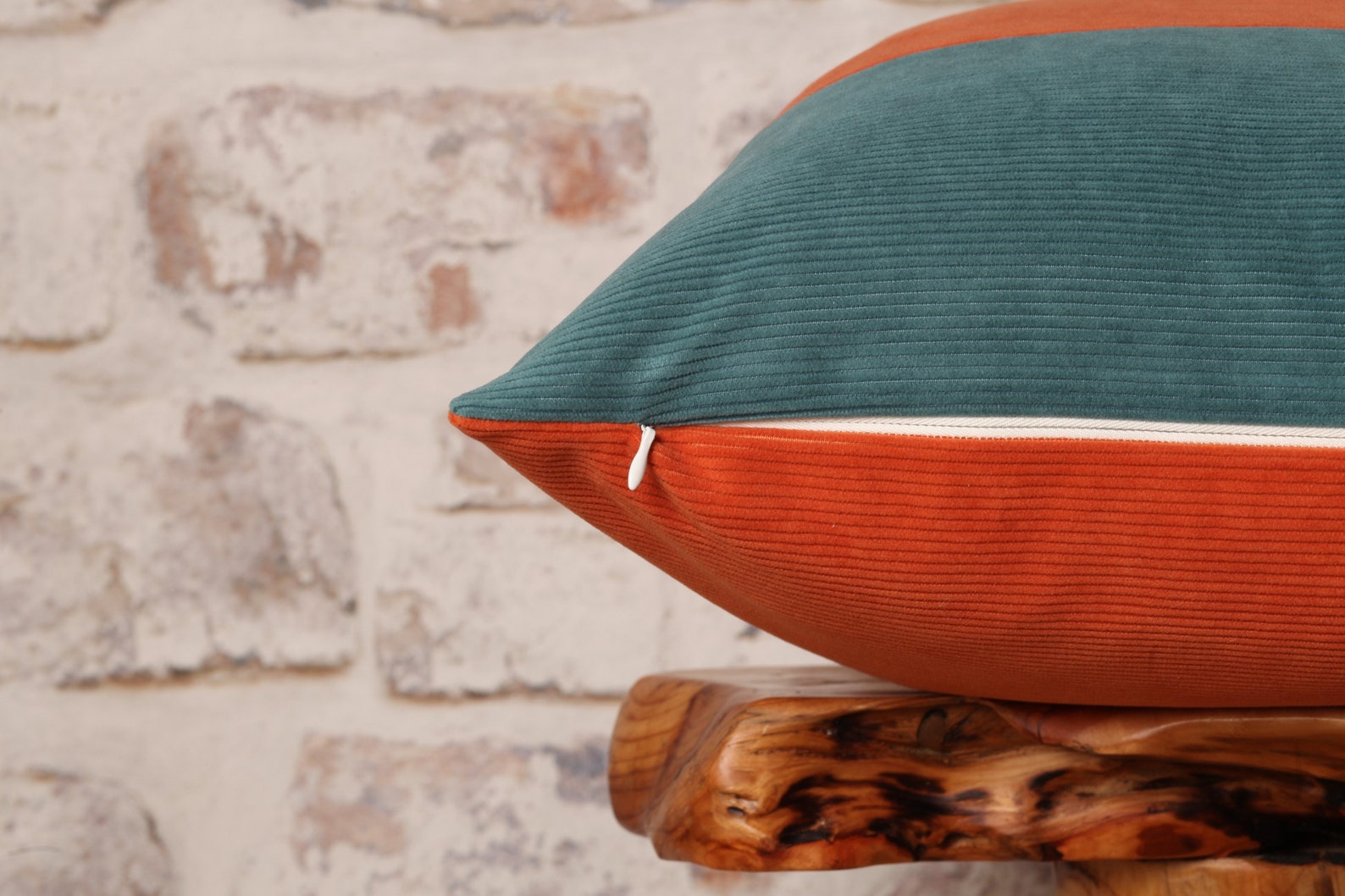 Burnt Orange and Teal Cushion Cover Corduroy Pillow Cover Etsy UK