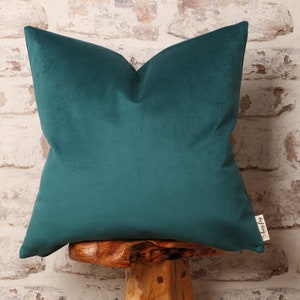 Teal Boutique Smooth Velvet, Teal Velvet Cushion Covers, Mid Century Modern, Colour Block, Boho Chic, Lumbar, Square 12 x 18 - 22 x 22 Inch