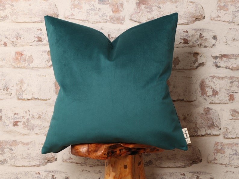 Teal Boutique Smooth Velvet, Teal Velvet Cushion Covers, Mid Century Modern, Colour Block, Boho Chic, Lumbar, Square 12 x 18 - 22 x 22 Inch