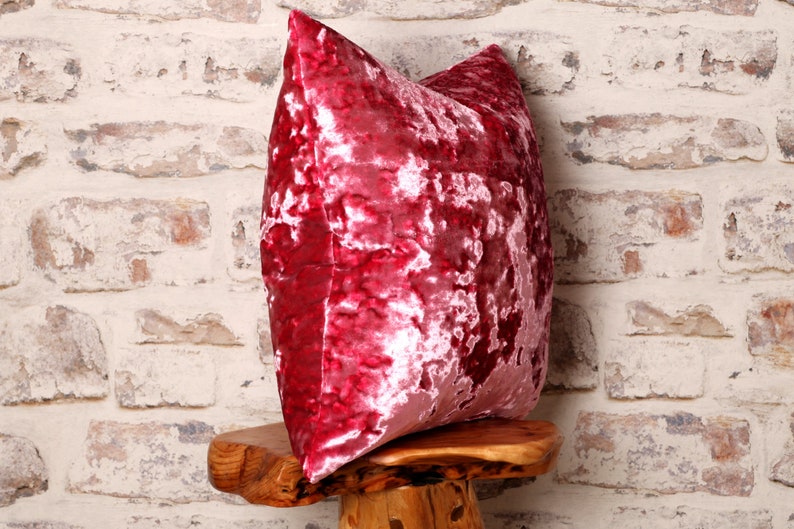 Carnation Pink crushed velvet cushion cover, Pink Crushed Velvet Pillow, Fuchsia, Rose, Blush, Square, Lumbar 12 x 18 22 x 22 Inch image 2
