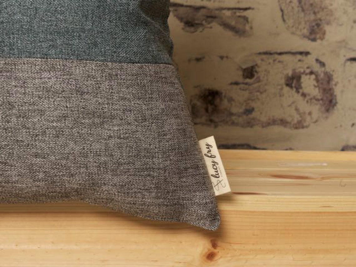 Teal and Grey Striped Cushion Cover Grey and Teal Pillow Etsy
