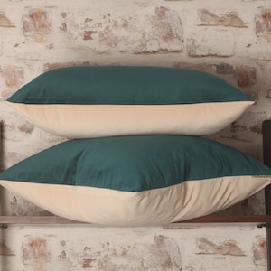 Funda de cojín de terciopelo crema verde azulado y vainilla, almohada de terciopelo, azul verdoso, estilo moderno de mediados de siglo, bohemio, 30,5 x 50,8 cm, 30,5 x 61 cm y 50,8 x 50,8 cm.