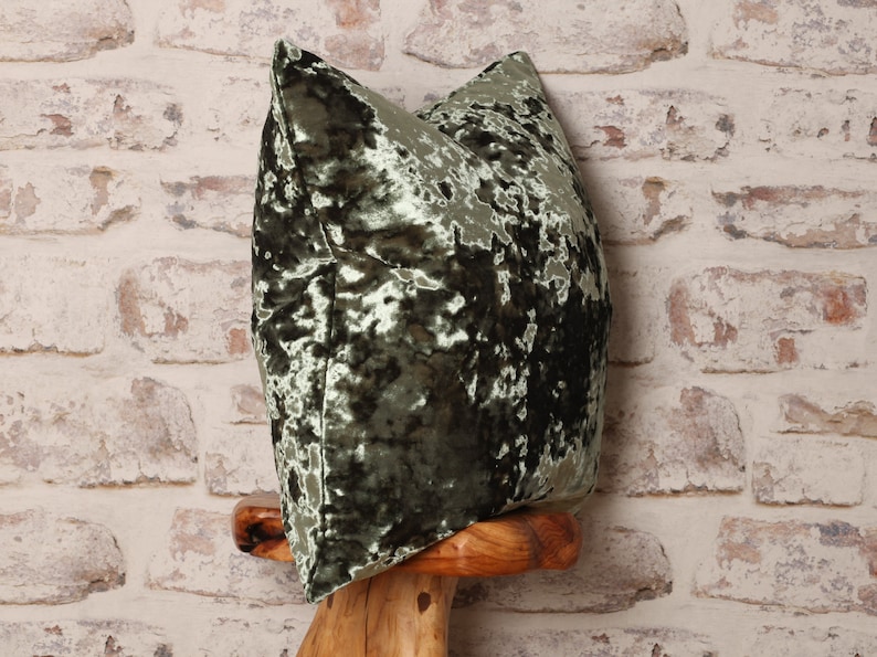 Olive Green Crushed Velvet Cushion Cover Green Velvet Pillow Etsy UK