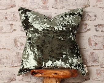 Olive Green Crushed Velvet Cushion Cover, Sage Green Velvet Pillow, Khaki Green, Emerald Green, Moss Green, Modern, 12 x 18 - 22 x 22 Inch