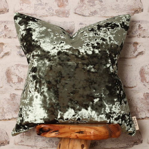 Olive Green Crushed Velvet Cushion Cover Green Velvet Pillow Etsy UK