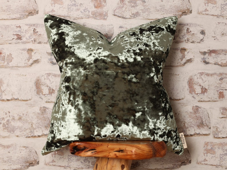 Olive Green Crushed Velvet Cushion Cover Green Velvet Pillow Etsy UK