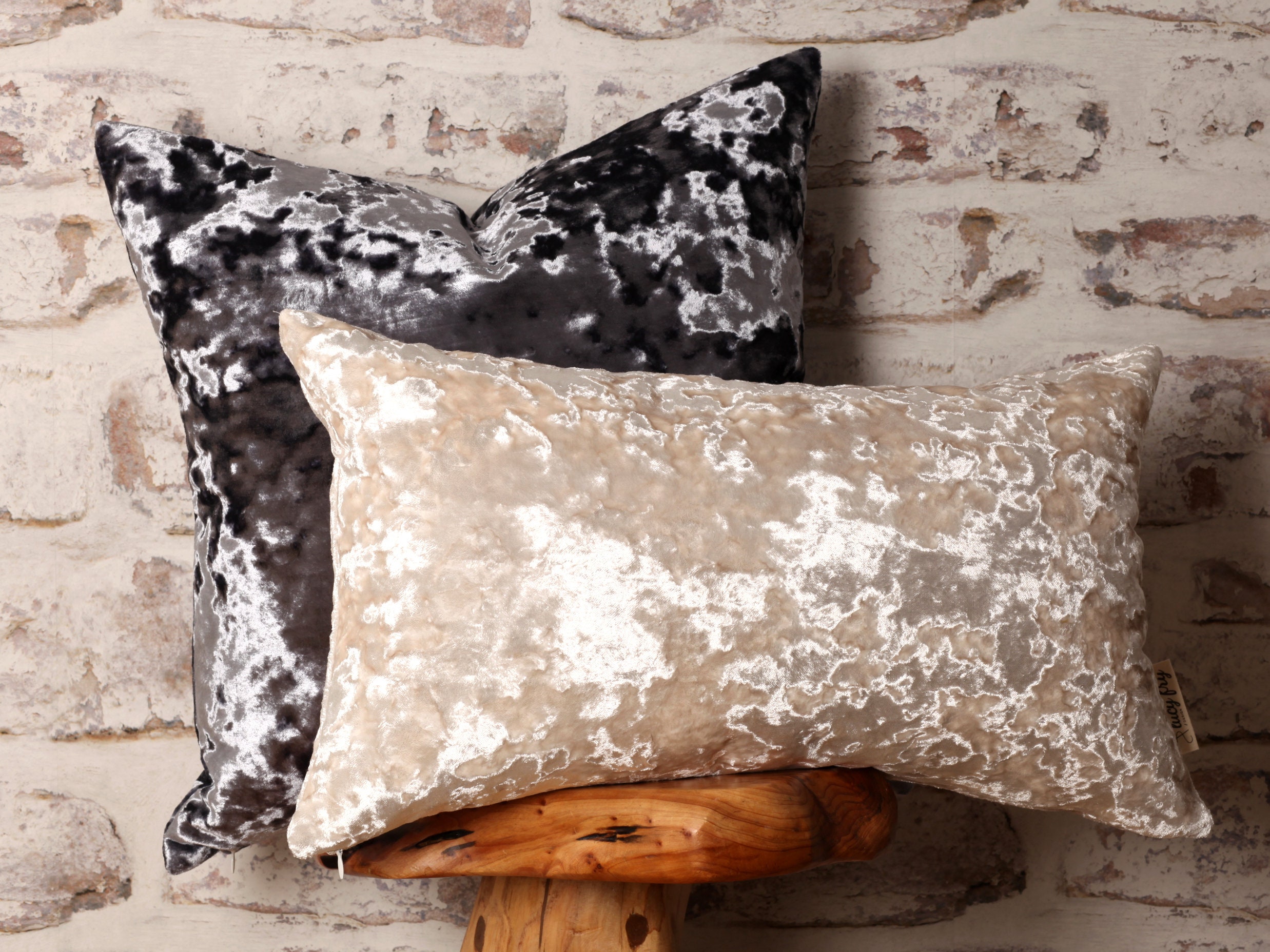 Pewter Grey Crushed Velvet Cushion Covers Blue Grey Pillow Etsy