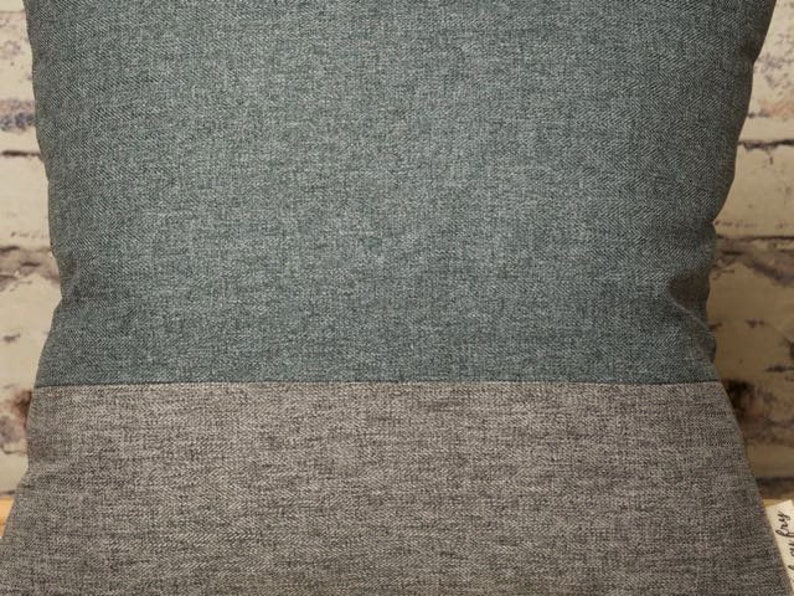 Teal and Grey Striped Cushion Cover Grey and Teal Pillow Etsy