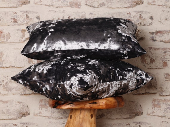 Pewter Grey Crushed Velvet Cushion Covers Gray Velvet Pillow Gunmetal Slate Ash Steel Neutral Metal Block 12 X 18 22 X 22 In Etsy