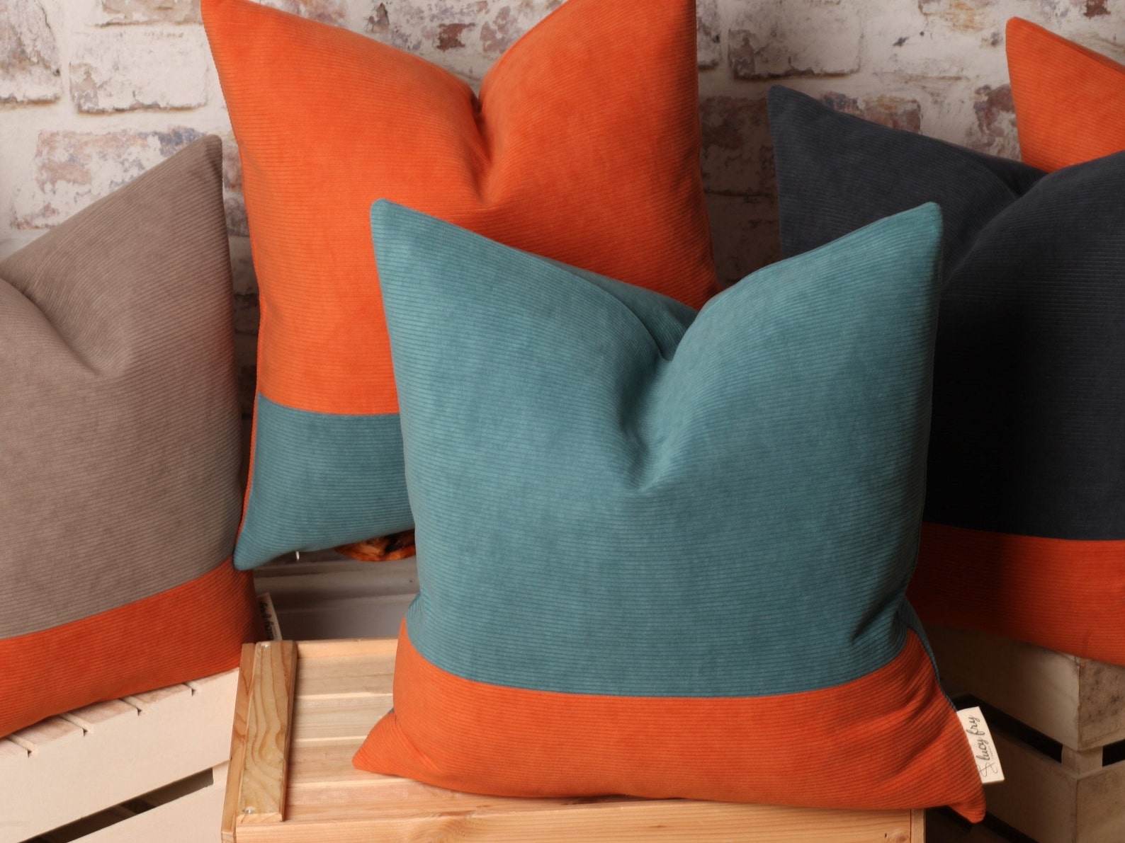 Burnt Orange and Teal Cushion Cover Corduroy Pillow Cover Etsy UK